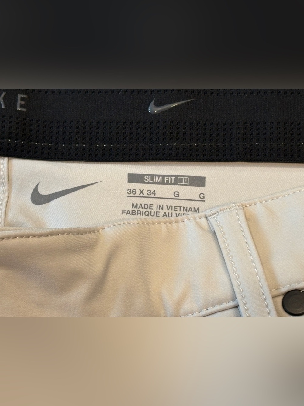 Like New Nike Slim Fit Light Bone, Men's Dri-Fit Performance Pants, 36x34 - Picture 5 of 10